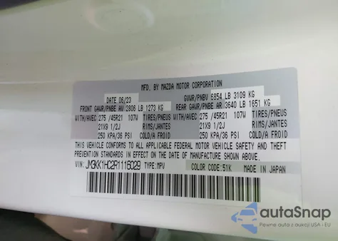 2024 Mazda Cx-90 3.3 Turbo S из США, поврежденный, VIN JM3KK1HC2R1116029